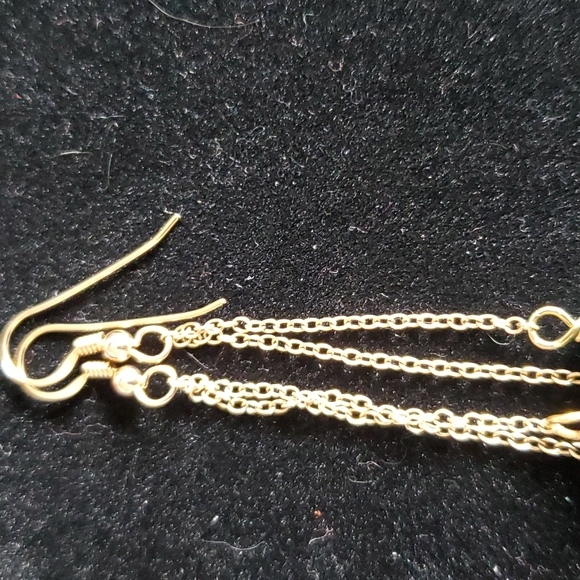 Gold Tone Dyed Turquoies Earrings. - Picture 7 of 10